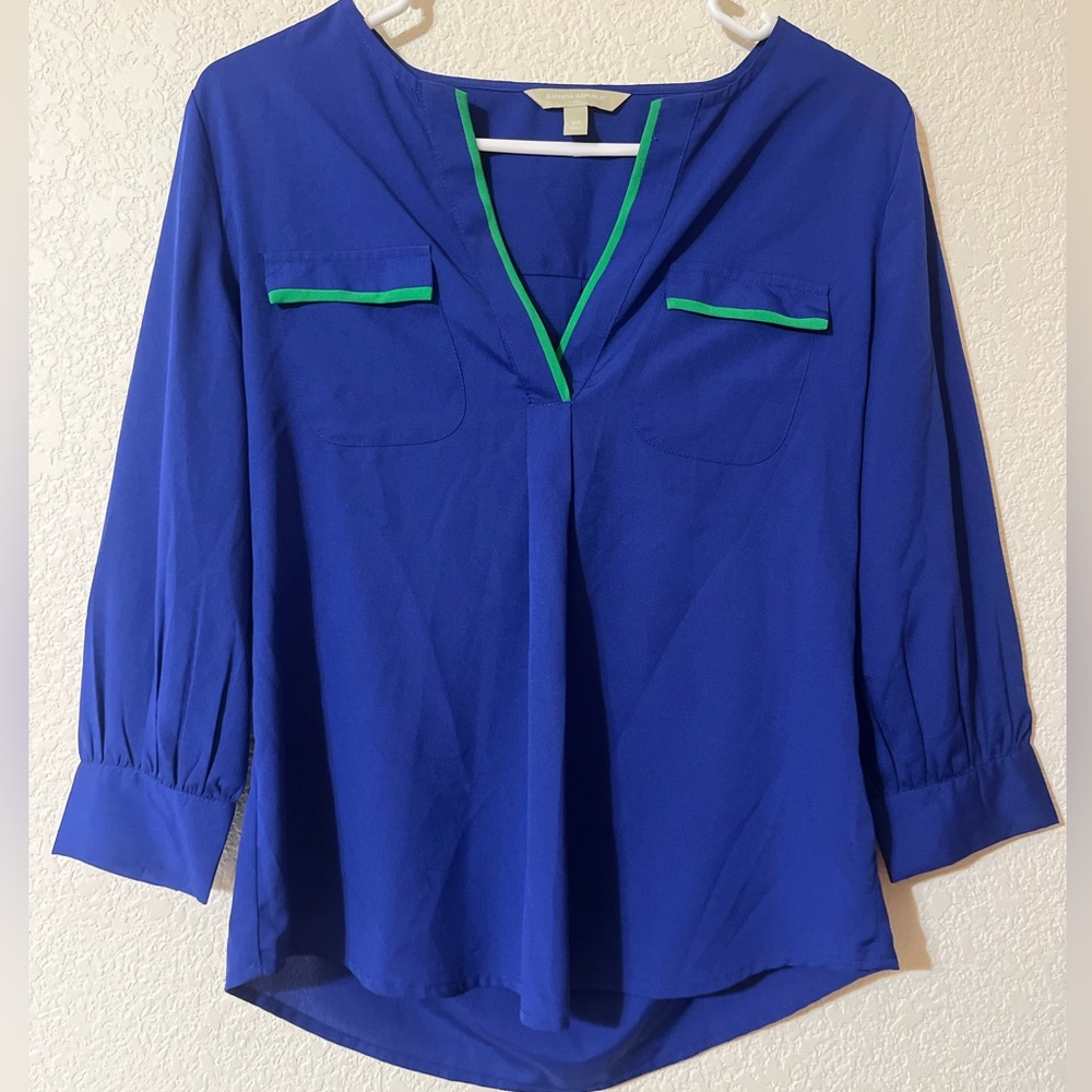 Blue Top with lime green features